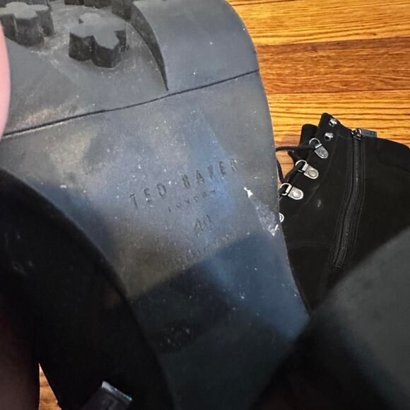 Ted Baker Heeled Black Lace up boots - Picture 3 of 8